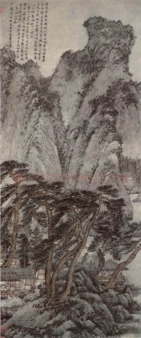 元 王蒙 春山读书图轴 书画作品