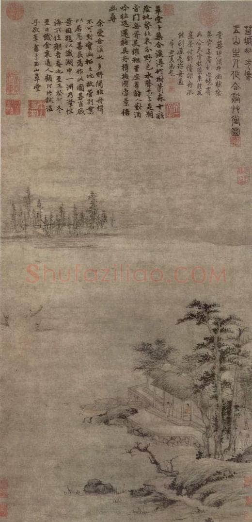 元 赵原 合溪草堂图轴 书画作品