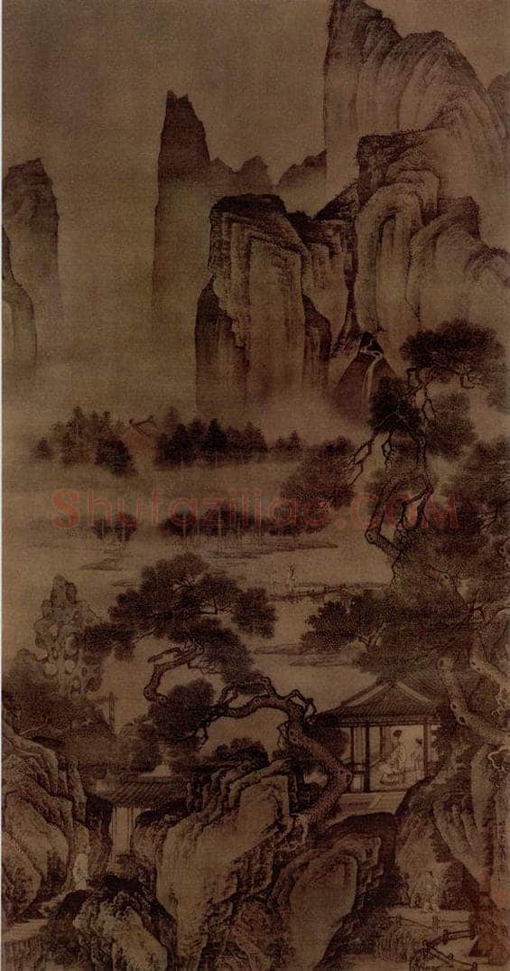 明 周臣 山齋客至徒手 书画作品