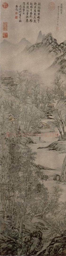 明 文伯仁 清溪渔隐图轴 书画作品