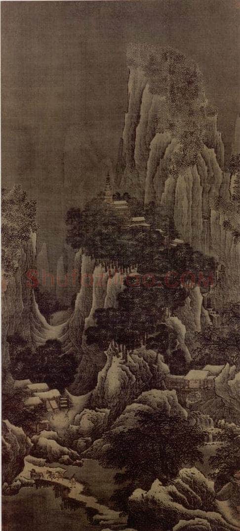 宋 佚名 雪麓早行图轴 书画作品