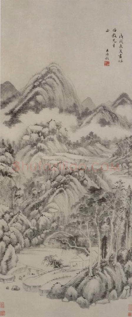 清 王时敏 云壑烟灘图轴 书画作品