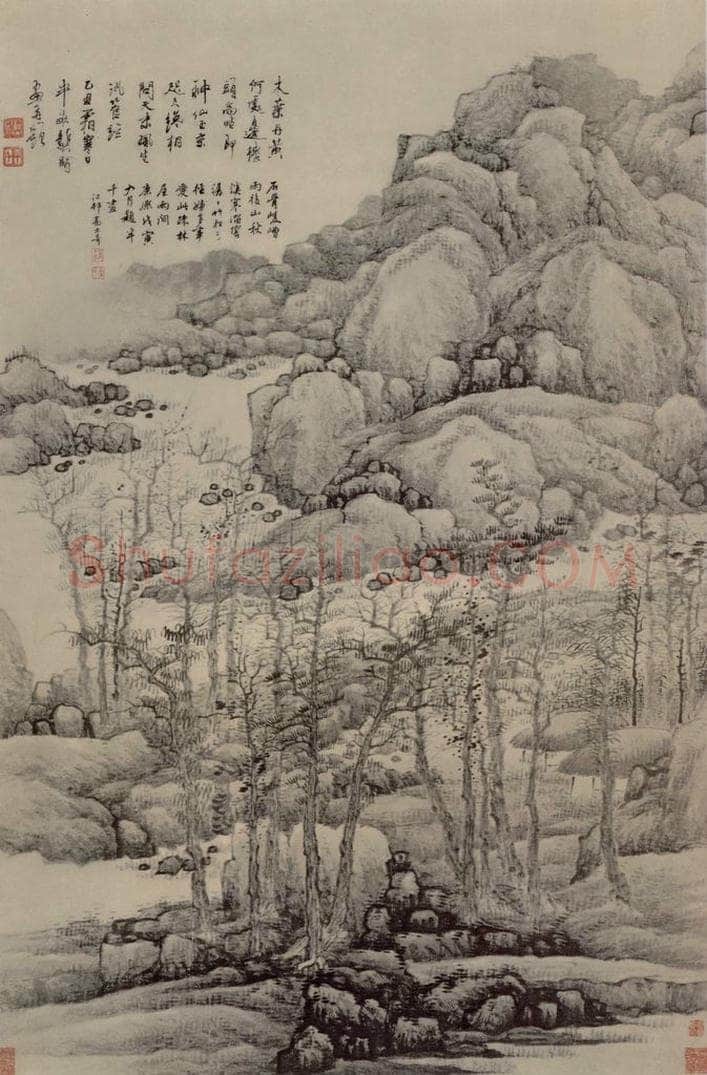 清 龚贤 木葉丹黄图轴 书画作品