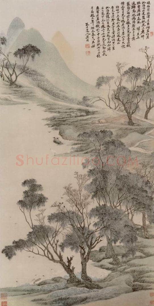 清 吴歷 湖天春色图轴 书画作品