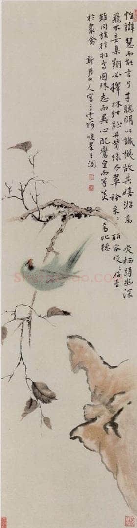 清 华嵒 秋枝鹦鹉图轴 书画作品