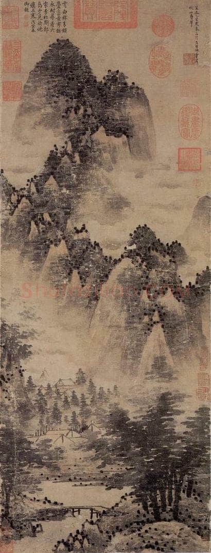 元 朱叔重 《秋山叠翠》 书画作品