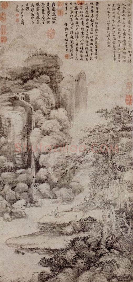 元 倪瓒 《合作山水》 书画作品