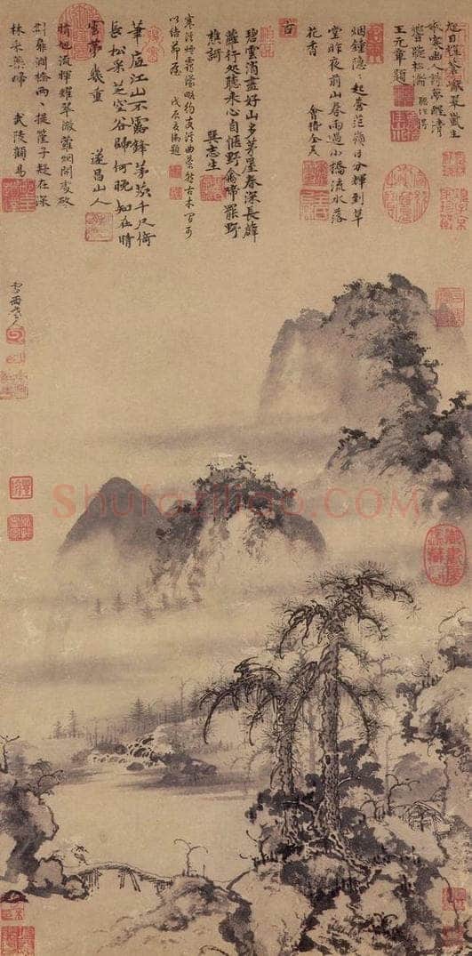 元 曹知白 《山水》 书画作品