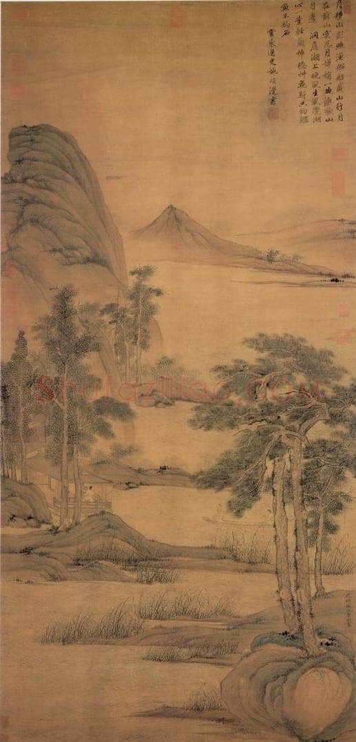 元 盛懋 《画松溪泛月》 书画作品