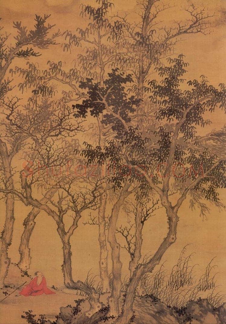 元 盛懋 《秋林高士图》 书画作品