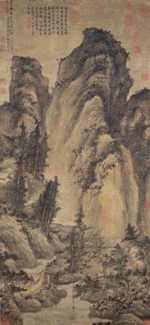 元 方从义 《神岳琼林图》 书画作品