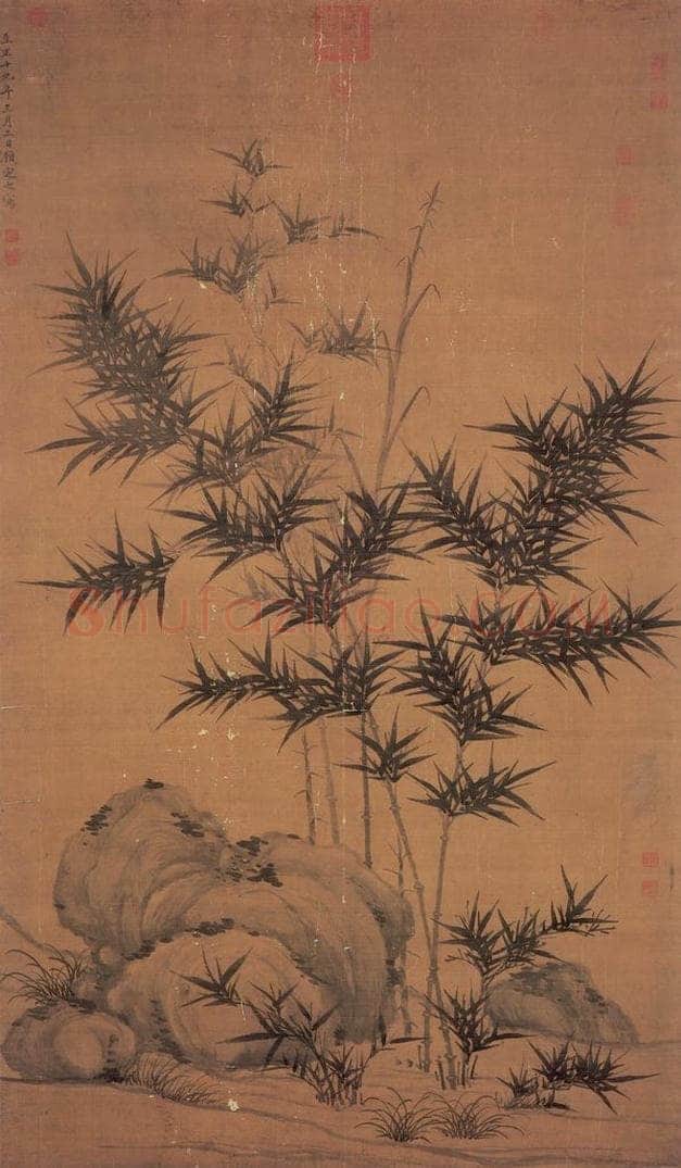 元 顾安 《竹石》 书画作品