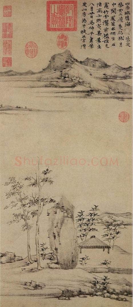 元 倪瓒 紫芝山房图 书画作品