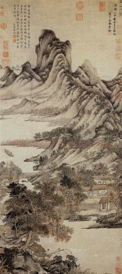 元 王蒙 秋山草堂图 书画作品