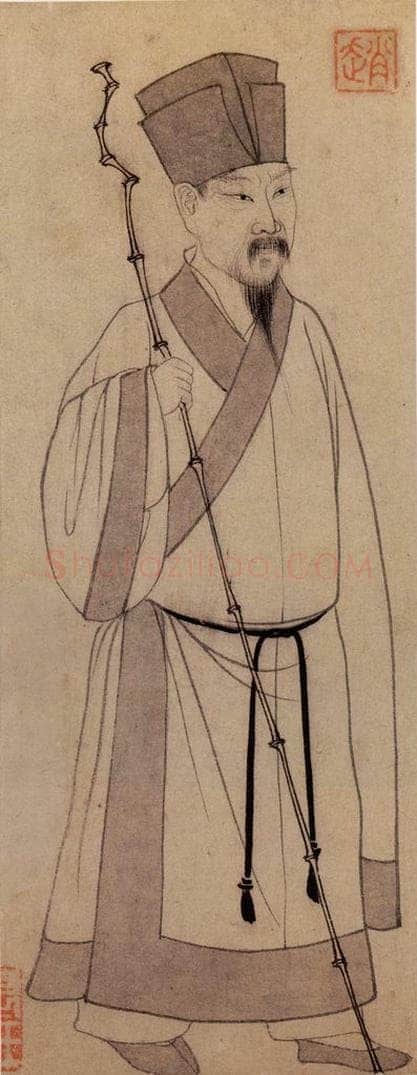元 赵孟頫 画东坡立像 书画作品