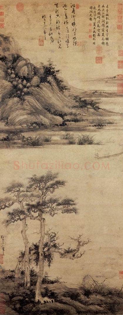 元 吴镇 洞庭鱼隐 书画作品