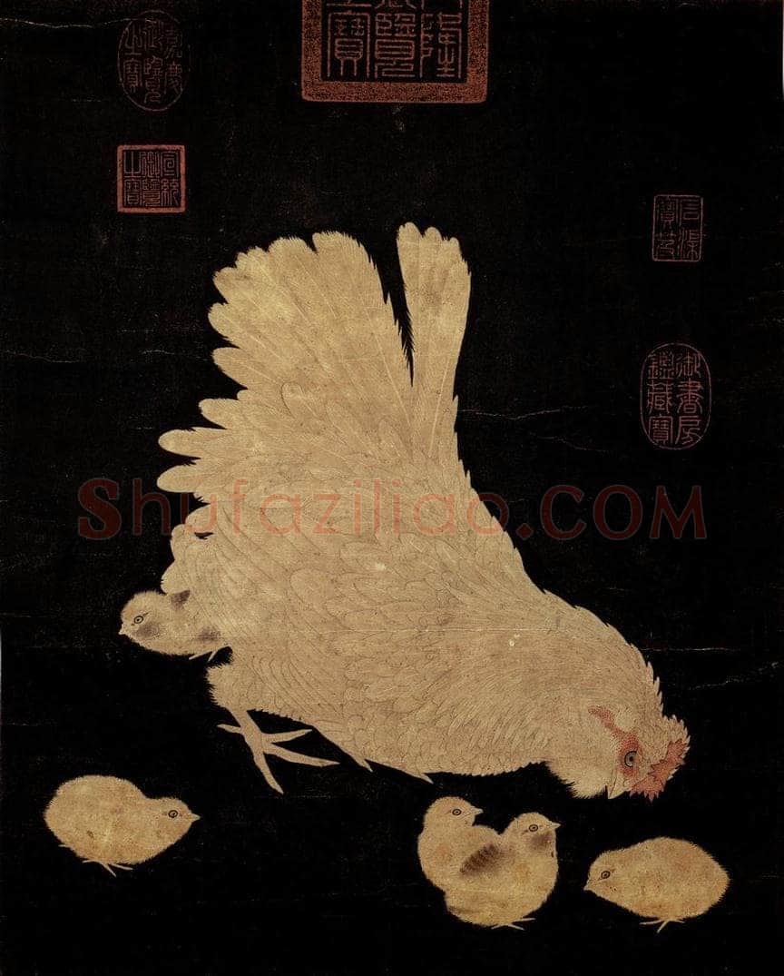 宋 宋人 《画子母鸡图》 书画作品