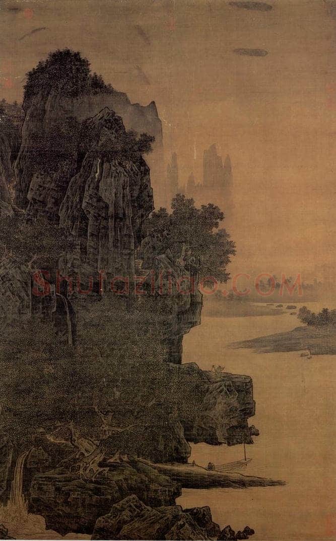 宋 萧照 《书山腰楼观》 书画作品