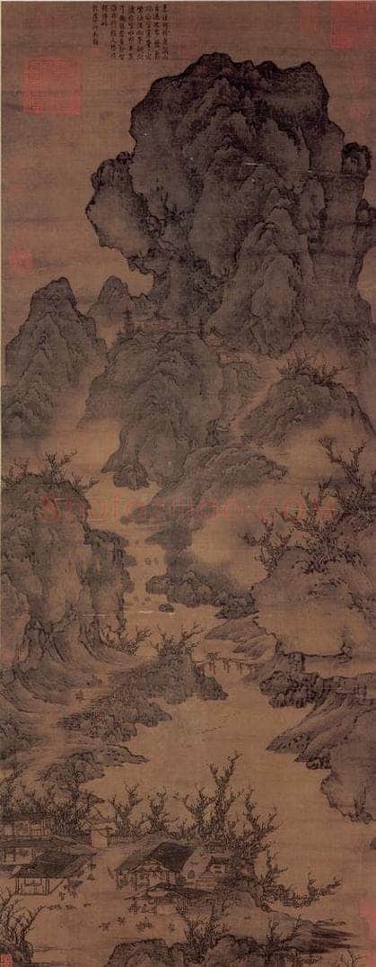 五代梁 关仝 《关山行旅》 书画作品