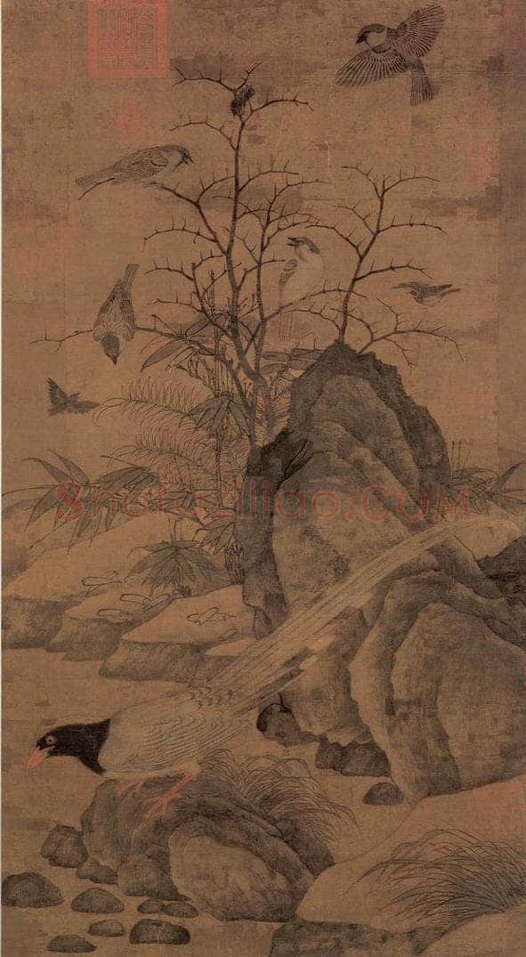宋 黄居寀 《山鹧棘雀图》 书画作品