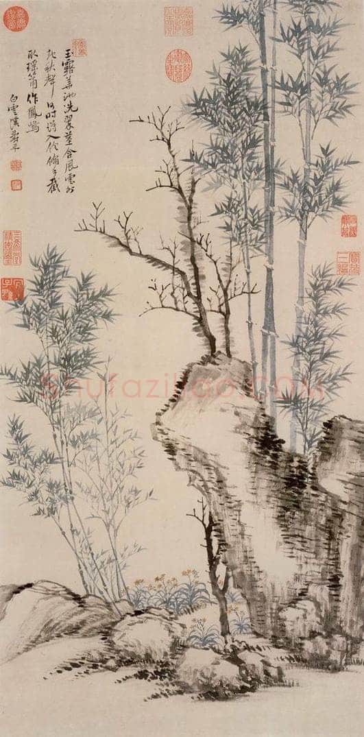 清 恽寿平 《竹石枯槎图》 书画作品