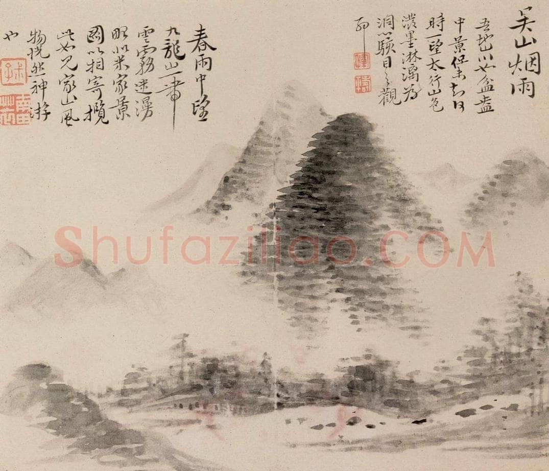 清 恽寿平 《画湖山小景》 书画作品