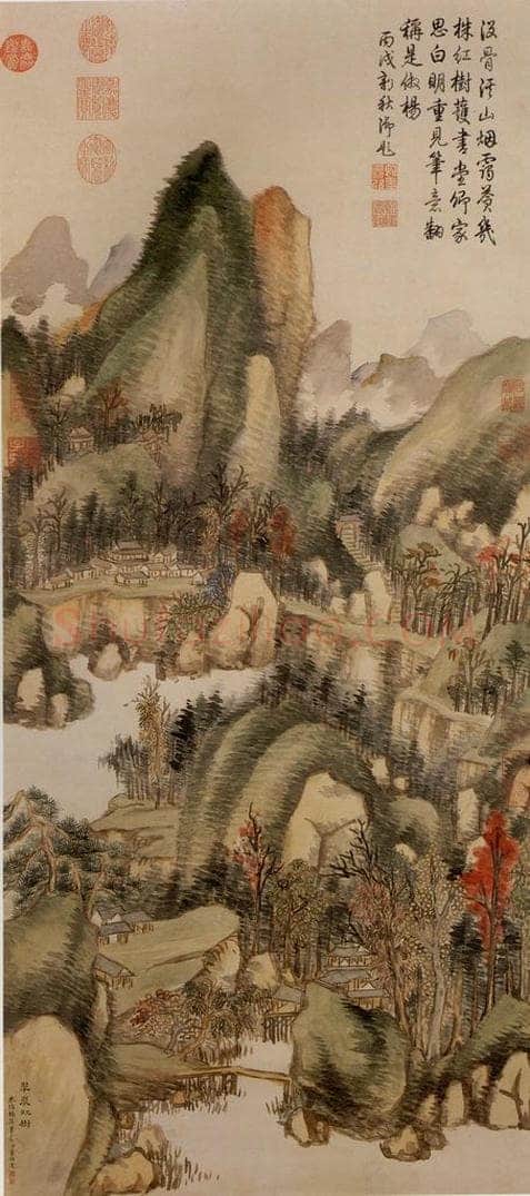 清 董邦达 《画翠岩红树高宗御题》 书画作品