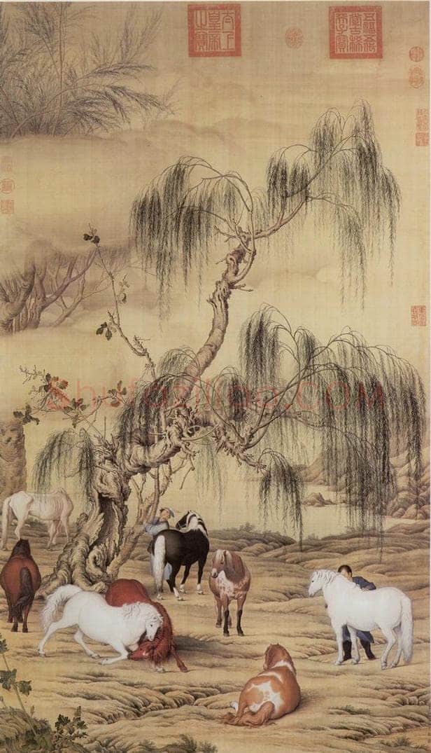 清 郎世宁 《八骏图》 书画作品
