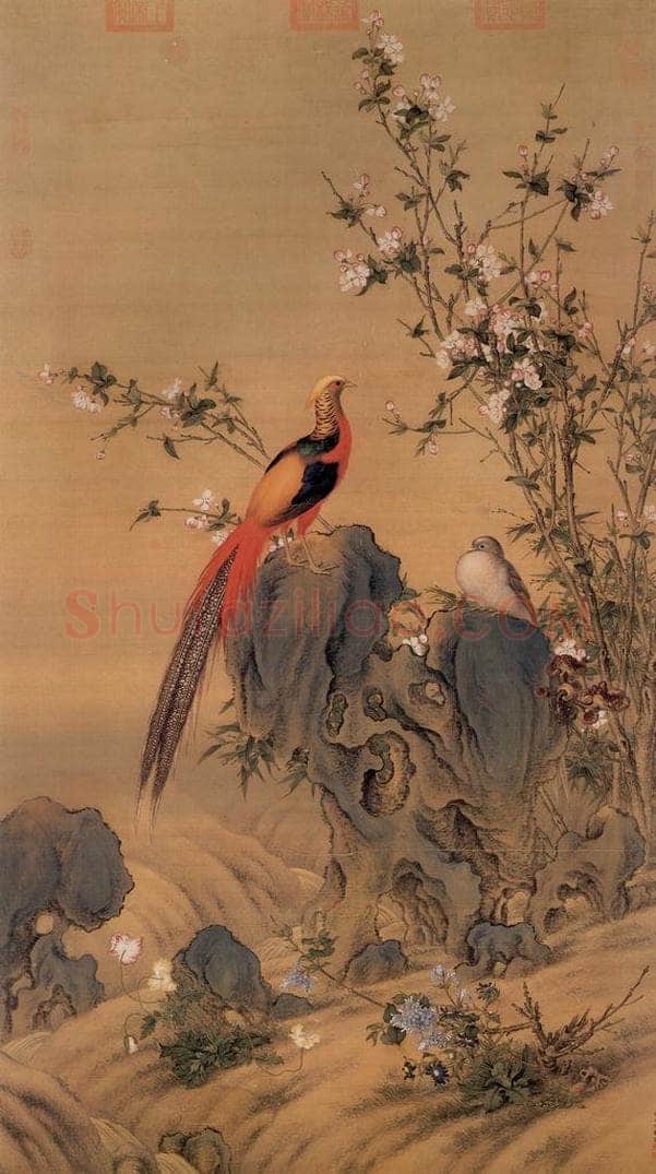 清 郎世宁 《画锦春图》 书画作品