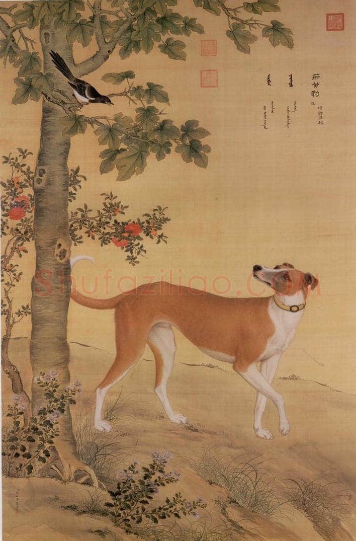 清 郎世宁 《画十骏犬》(茹黄豹) 书画作品
