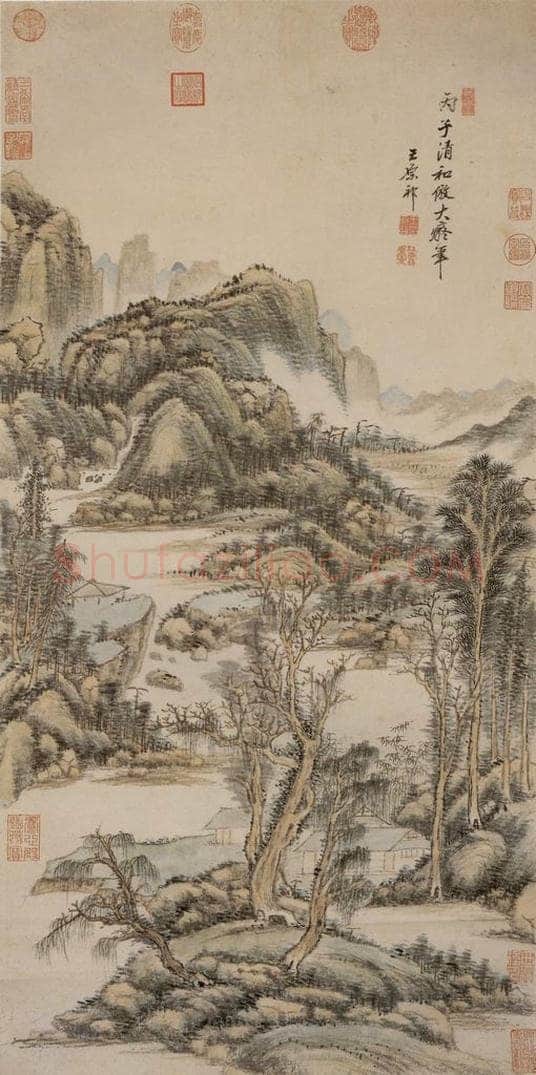 清 王原祁 《仿黄公望山水》 书画作品