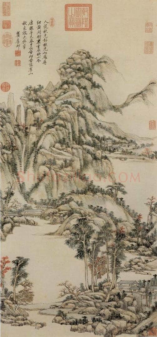 清 王原祁 《仿大痴虞山秋色》 书画作品