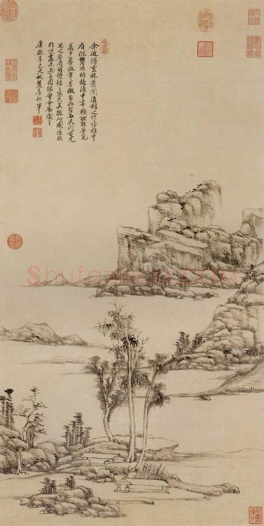 清 王原祁 《仿倪瓒笔意》 书画作品