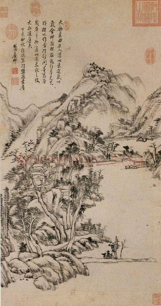 清 王原祁 《仿黄公望笔意》 书画作品