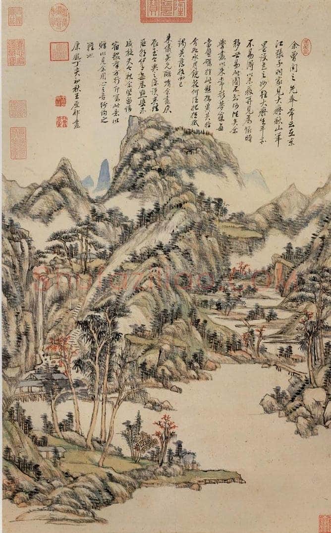清 王原祁 《仿黄公望秋山图》 书画作品