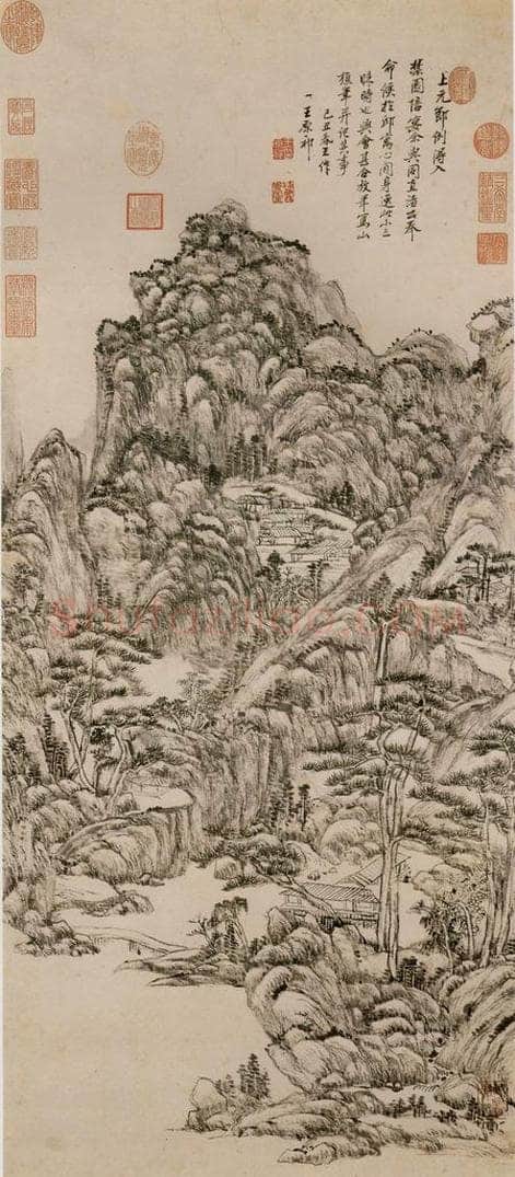 清 王原祁 《仿王蒙笔意》 书画作品