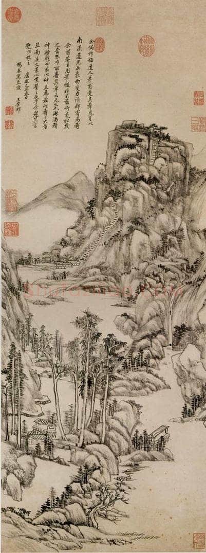 清 王原祁 《仿吴镇山水》 书画作品