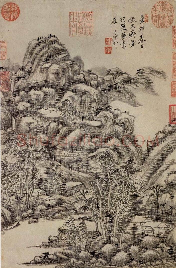 清 王原祁 《仿黄公望山水》 书画作品