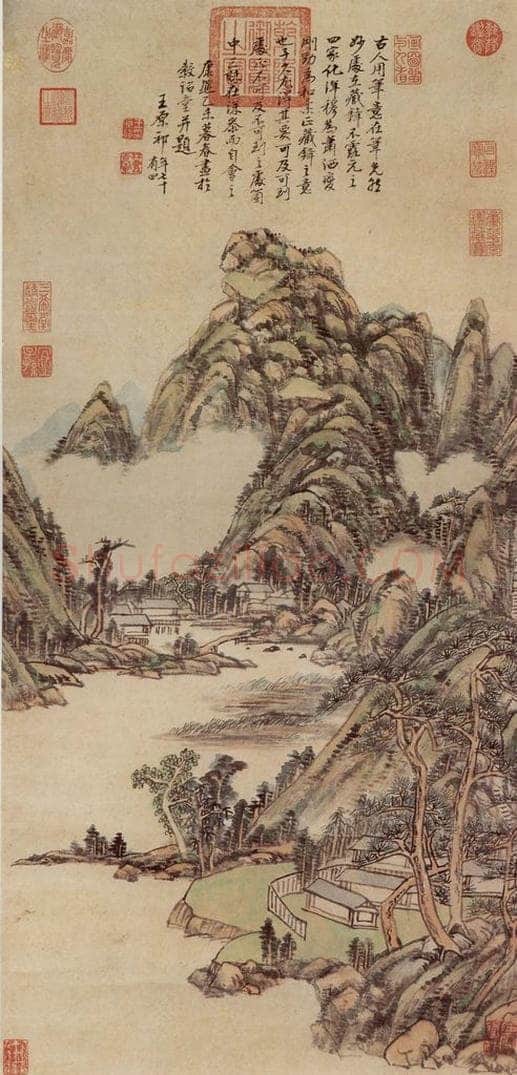 清 王原祁 《草堂烟树》 书画作品