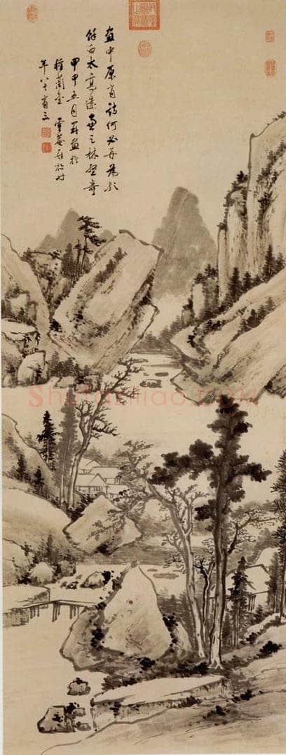 清 罗牧 《林壑萧疏图》 书画作品