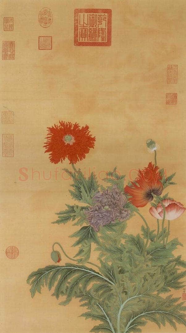 清 柳遇 《画罂粟》 书画作品