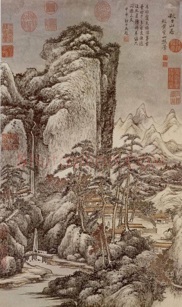清 黄鼎 《秋日山居图》 书画作品