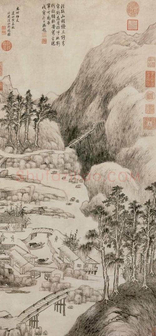 清 黄鼎 《溪山行旅》 书画作品