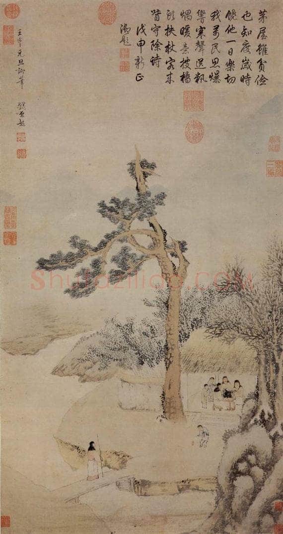 明 刘原起 《岁朝丰乐图》 书画作品