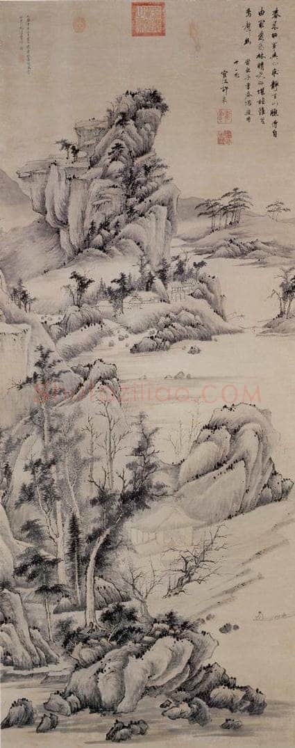 明 程嘉燧 《秋溪叠嶂》 书画作品