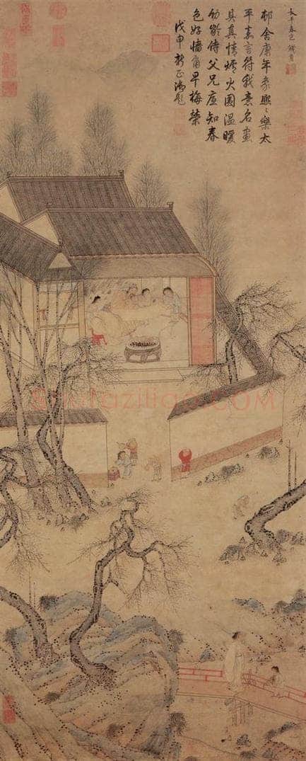 明 钱贡 《太平春色》 书画作品