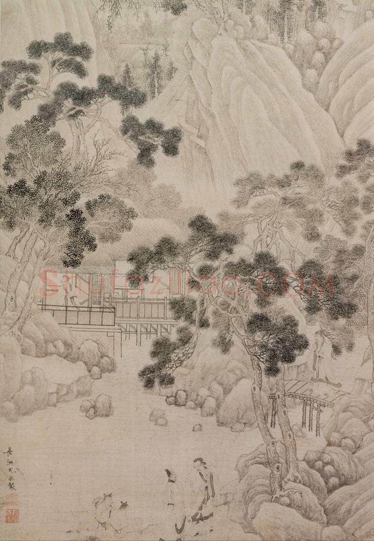 明 尤求 《山水人物》 书画作品