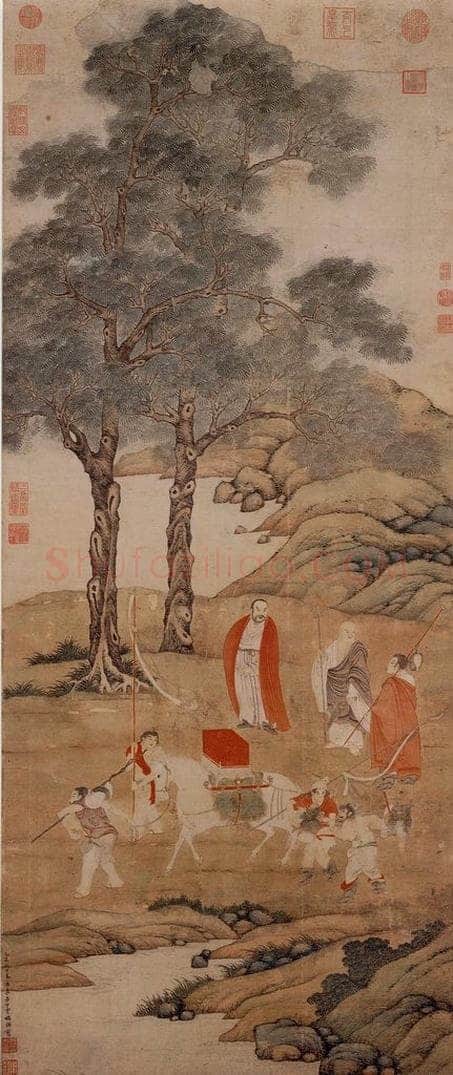 明 丁云鹏 《白马驮经图》 书画作品