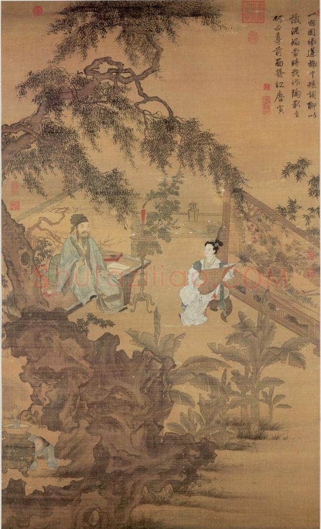 明 唐寅 《陶古赠词图》 书画作品