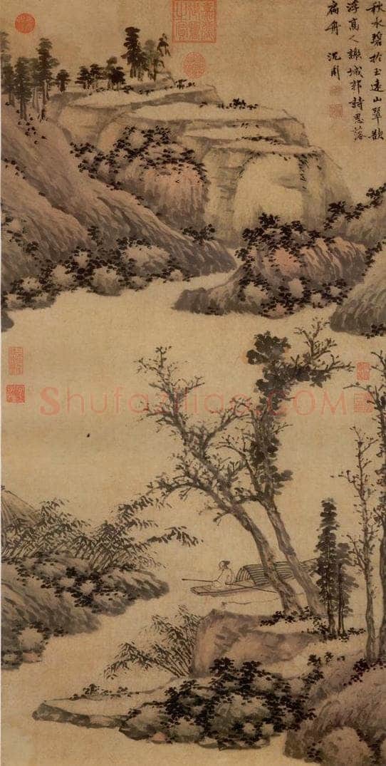 明 沈周 《扁舟诗思图》 书画作品